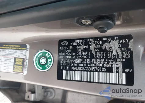 2013 Hyundai Tucson Gls from USA, damaged, VIN KM8JU3AC3DU579109